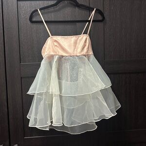 UO Pink Tulle Sheer Babydoll Top
